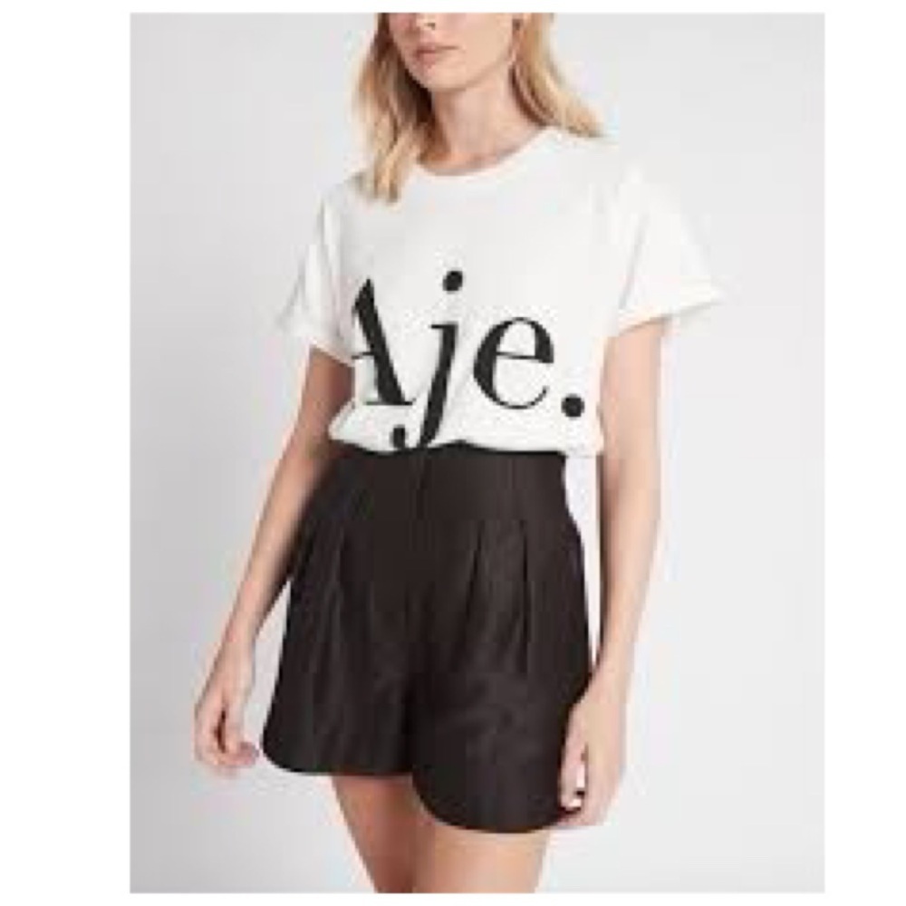 Alexander Wang Silk Black High Waisted Pleated Dress Shorts Size 8